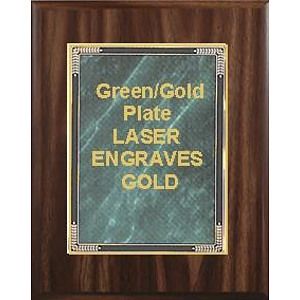 8" x 10" Classic Walnut Finish Plaque with a Green Marble Mist Plate