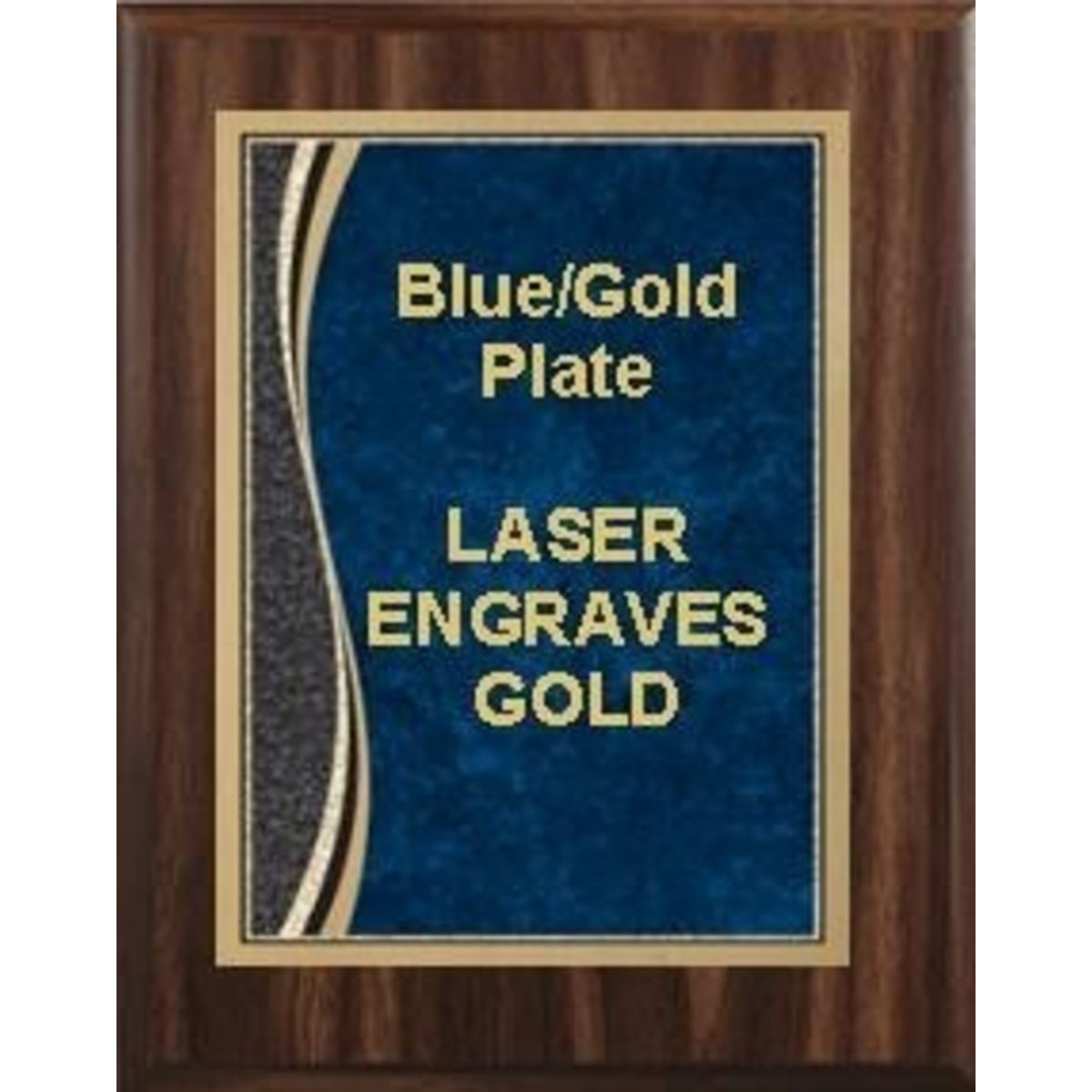 8" x 10" Walnut Finish Plaque with a Blue Marble Patina Plate