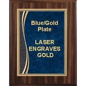 8" x 10" Walnut Finish Plaque with a Blue Marble Patina Plate