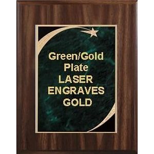 8" x 10" Classic Walnut Finish Plaque with a Green Victory Star Marble Plate