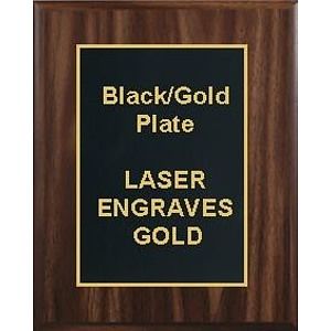 9" x 12" Classic Walnut Finish Plaque with a Black Designer Plate