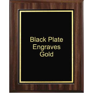 9" x 12" Classic Walnut Finish Plaque with a Black Florentine Plate