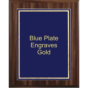 9" x 12" Classic Walnut Finish Plaque with a Blue Florentine Plate