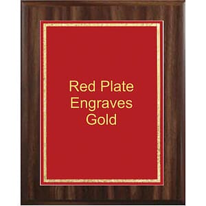9" x 12" Classic Walnut Finish Plaque with a Red Florentine Plate