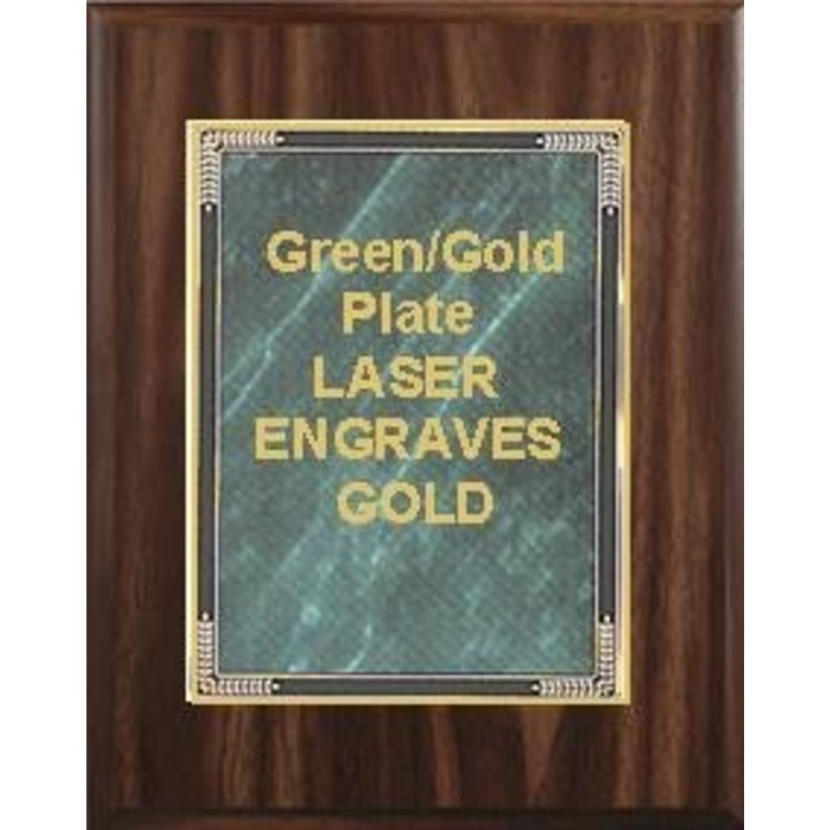 9" x 12" Classic Walnut Finish Plaque with a Green Marble Mist Plate