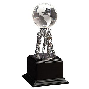 10" Teamwork Crystal Globe Executive Award