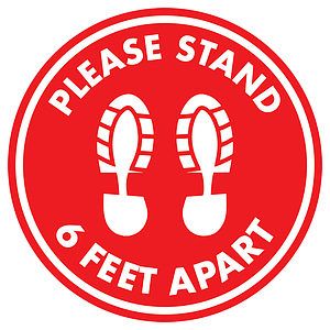 23" -6 Feet Apart Floor Decal