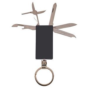 Custom Engraved Black Pocket Knife with Key Ring