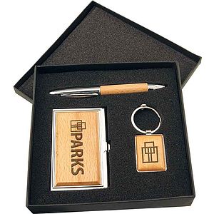 Business Card Case, Pen, and Key Chain Gift Set