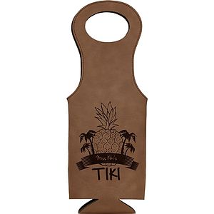 Dark Brown Leatherette Wine Bag