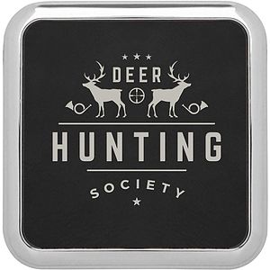 Black Leatherette Individual Square Coaster