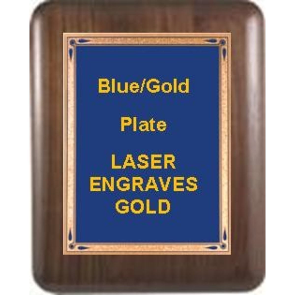 9" x 12" Genuine Walnut Elliptical Edge Round Corner Plaque with a Blue Florentine Plate.