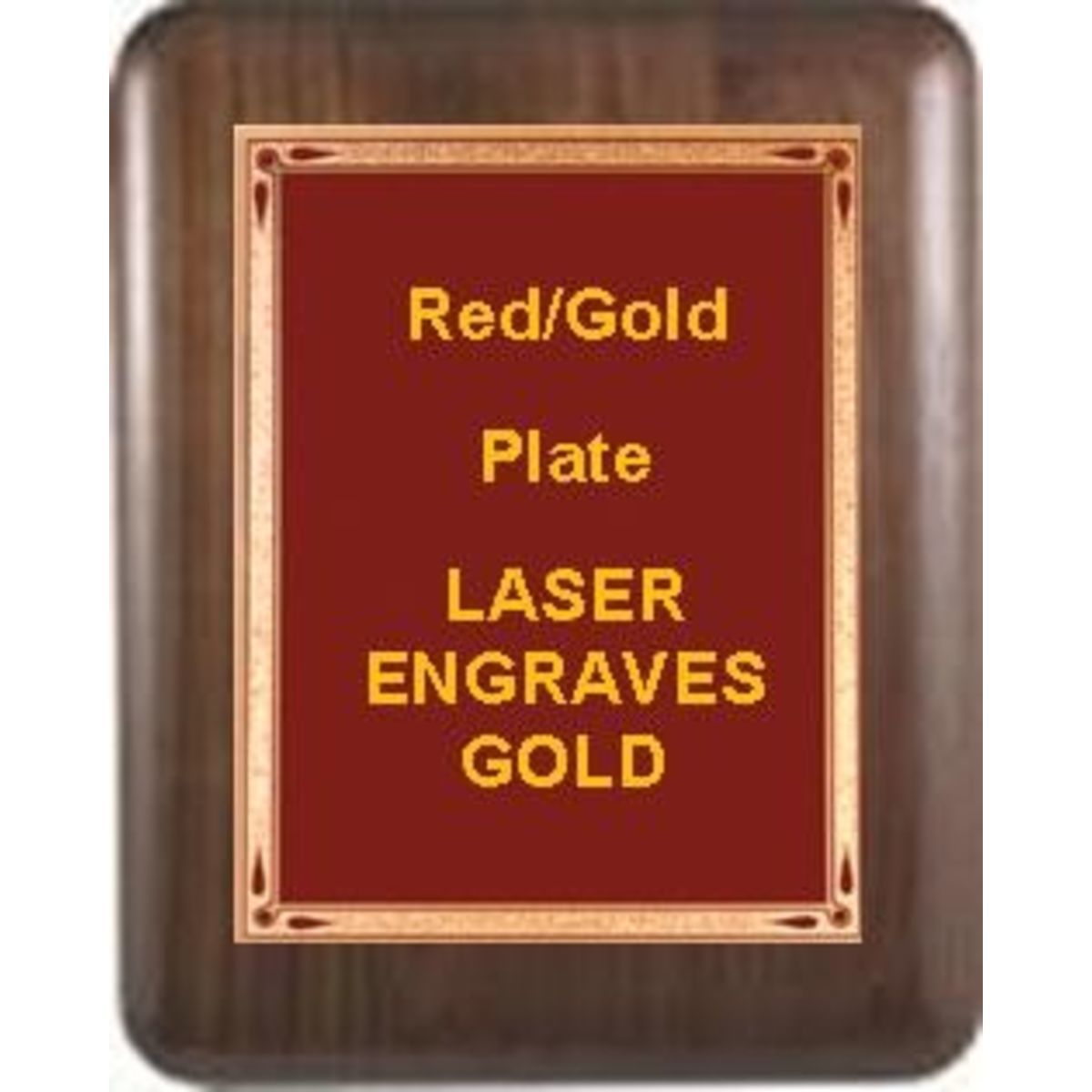 9" x 12" Genuine Walnut Elliptical Edge Round Corner Plaque with a Burgundy Florentine Plate.