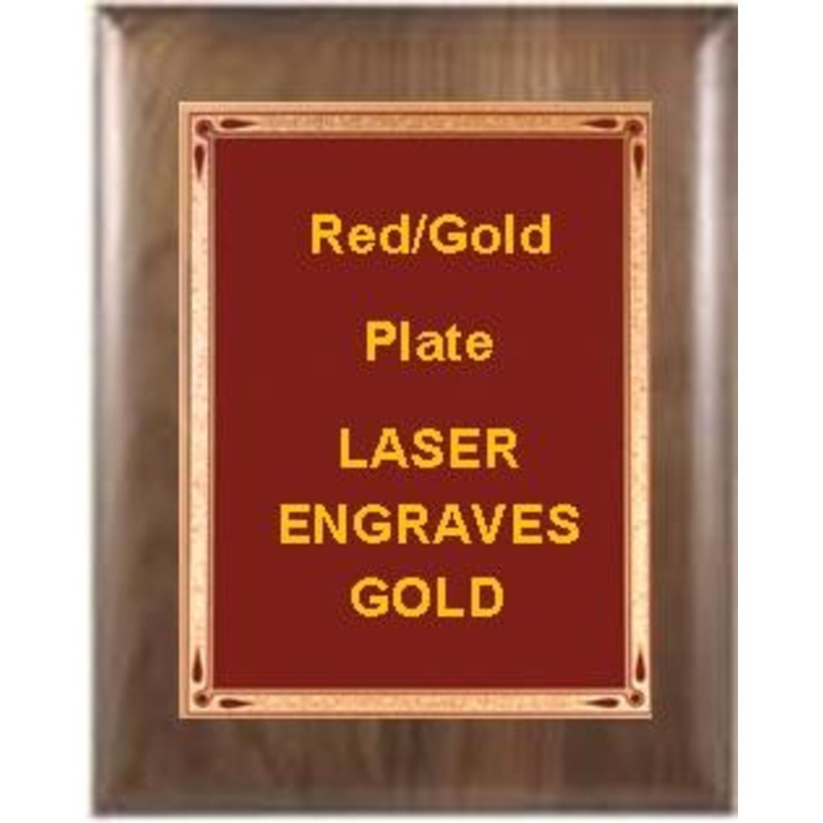 9" x 12" Genuine Walnut Elliptical Edge Square Corner Plaque with a Burgundy Florentine Plate.