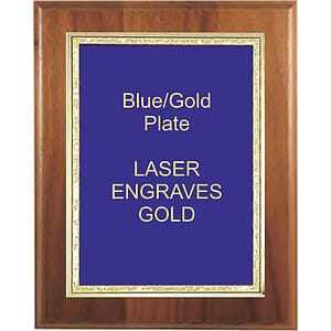 8" x 10" Genuine Walnut Step-Edge Plaque with a Blue Florentine Plate.
