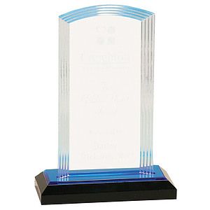 8" Step Arch Impress Blue Mirror Acrylic Award