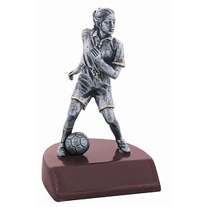 Soccer Female Antique Silver Sport Figure Award