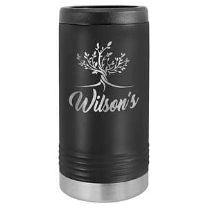 Black Laser Engraved Polar Camel Slim Beverage Holder
