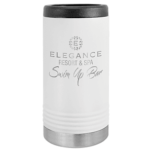 White Laser Engraved Polar Camel Slim Beverage Holder