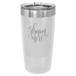 20 oz. White Laser Engraved Polar Camel Ringneck Tumblers w/Slider Lid