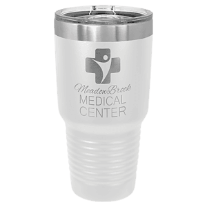 30 oz. White Laser Engraved Polar Camel Ringneck Tumblers w/Slider Lid