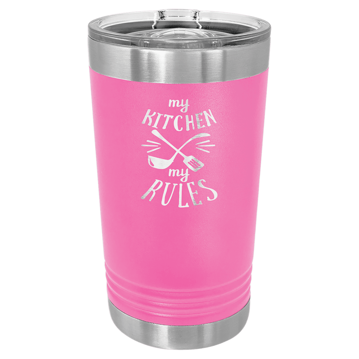 16 oz. Pink Laser Engraved Polar Camel Pint Tumbler w/Slider Lid