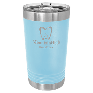 16 oz. Light Blue Laser Engraved Polar Camel Pint Tumbler w/Slider Lid
