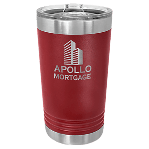 16 oz. Maroon Laser Engraved Polar Camel Pint Tumbler w/Slider Lid