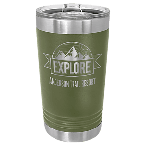 16 oz. Olive Green Laser Engraved Polar Camel Pint Tumbler w/Slider Lid