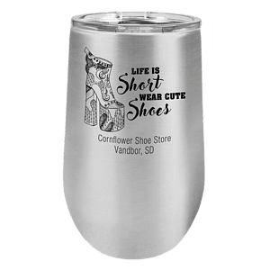 16 oz. Stainless Steel Laser Engraved Polar Camel Stemless Wine Tumbler w/Clear Lid