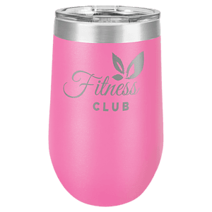 16 oz. Pink Laser Engraved Polar Camel Stemless Wine Tumbler w/Clear Lid