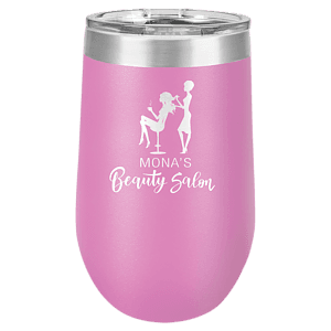 16 oz. Light Purple Laser Engraved Polar Camel Stemless Wine Tumbler w/Clear Lid