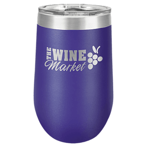 16 oz. Purple Laser Engraved Polar Camel Stemless Wine Tumbler w/Clear Lid