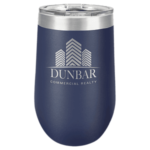 16 oz. Navy Blue Laser Engraved Polar Camel Stemless Wine Tumbler w/Clear Lid