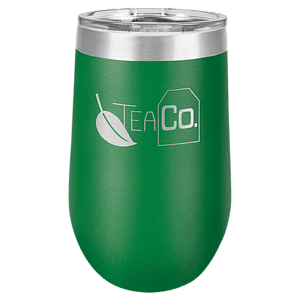 16 oz. Green Laser Engraved Polar Camel Stemless Wine Tumbler w/Clear Lid