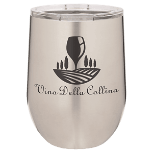 12 oz. Stainless Steel Laser Engraved Polar Camel Stemless Wine Tumbler w/Clear Lid