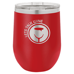 12 oz. Red Laser Engraved Polar Camel Stemless Wine Tumbler w/Clear Lid