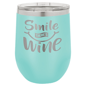 12 oz. Teal Laser Engraved Polar Camel Stemless Wine Tumbler w/Clear Lid