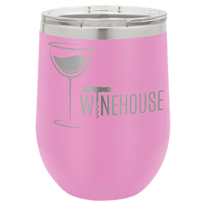 12 oz. Light Purple Laser Engraved Polar Camel Stemless Wine Tumbler w/Clear Lid