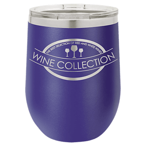 12 oz. Purple Laser Engraved Polar Camel Stemless Wine Tumbler w/Clear Lid
