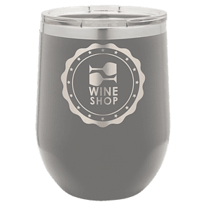 12 oz. Dark Gray Laser Engraved Polar Camel Stemless Wine Tumbler w/Clear Lid