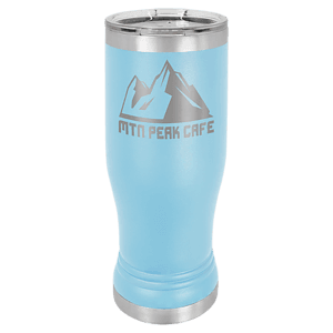 14 oz. Light Blue Laser Engraved Polar Camel Pilsner Tumbler w/Clear Lid