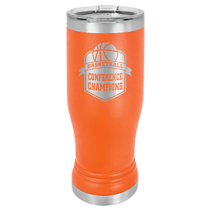 14 oz. Orange Laser Engraved Polar Camel Pilsner Tumbler w/Clear Lid