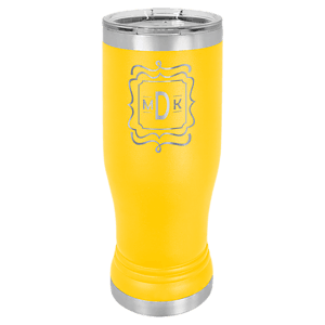 14 oz. Yellow Laser Engraved Polar Camel Pilsner Tumbler w/Clear Lid