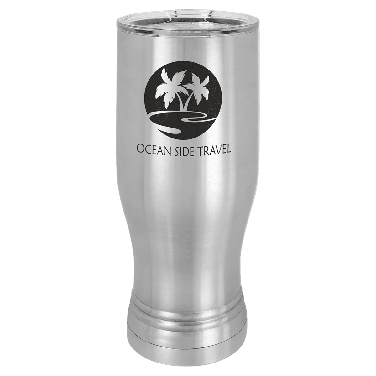 20 oz. Stainless Steel Laser Engraved Polar Camel Pilsner Tumbler w/Clear Lid