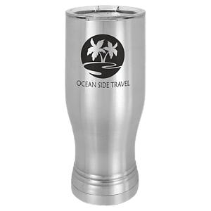 20 oz. Stainless Steel Laser Engraved Polar Camel Pilsner Tumbler w/Clear Lid