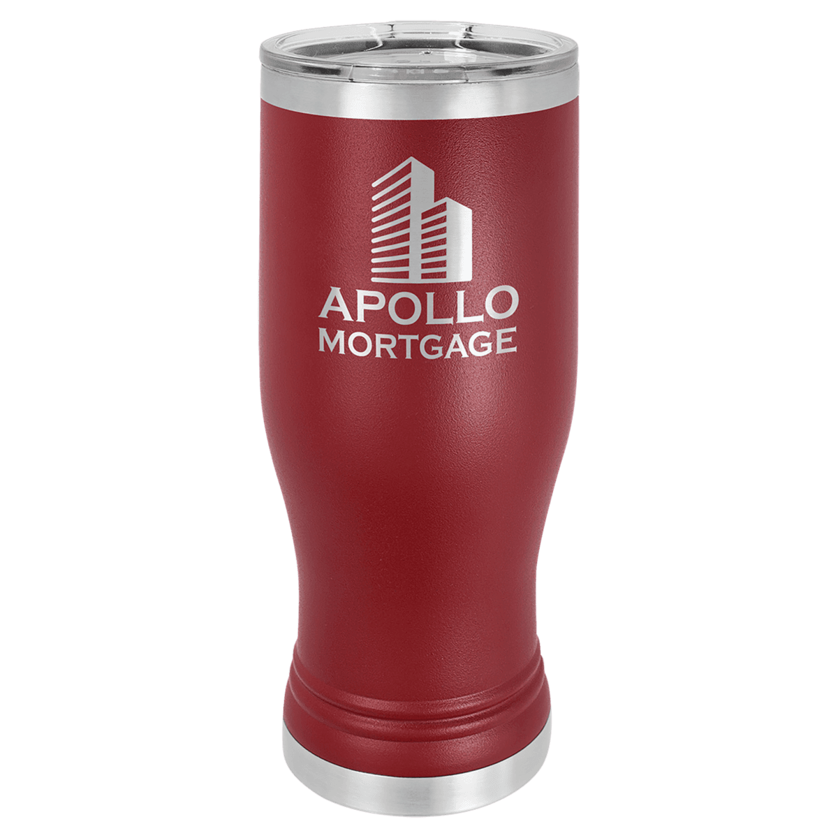 20 oz. Maroon Laser Engraved Polar Camel Pilsner Tumbler w/Clear Lid