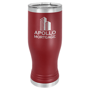 20 oz. Maroon Laser Engraved Polar Camel Pilsner Tumbler w/Clear Lid