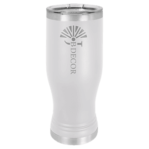 20 oz. White Laser Engraved Polar Camel Pilsner Tumbler w/Clear Lid