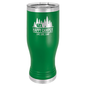 20 oz. Green Laser Engraved Polar Camel Pilsner Tumbler w/Clear Lid